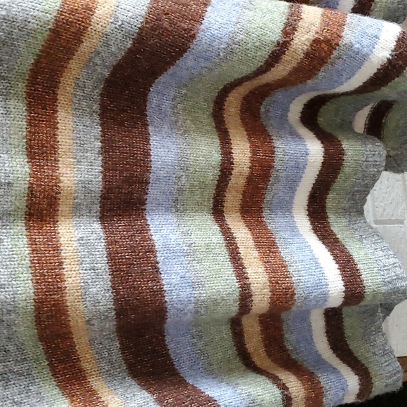 b.young Grey Oversized Byoksana Stripe Wool Blend Preppy Eclectic Cardigan S - Picture 12 of 14